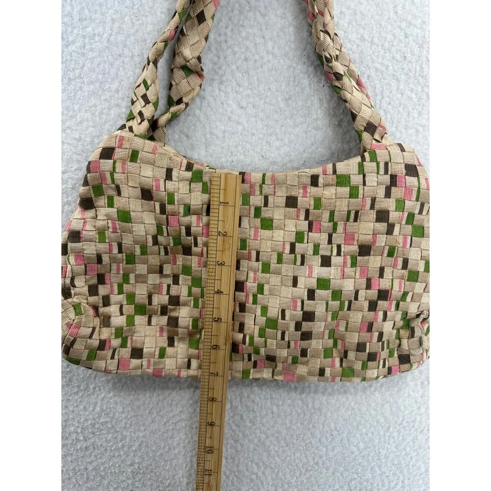 The Sak Woven Hobo Bag Tan Green Pink Shoulder Bag Purse